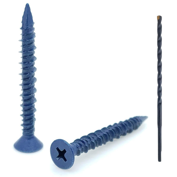 100 Qty 3/16" x 1-3/4" Flat Head Phillips Concrete Screws for Masonry, Block & Brick