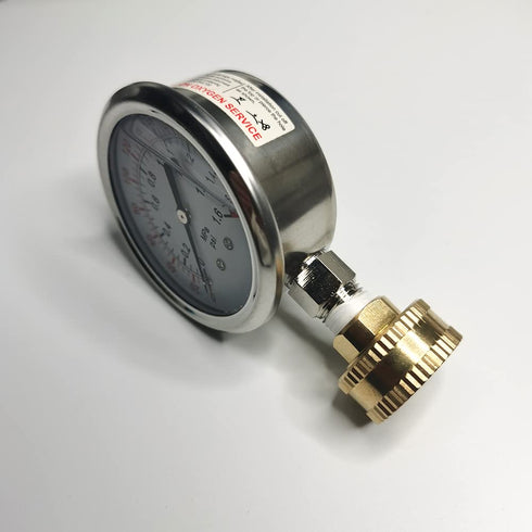 Stainless Steel 304 Liquid Filled Water Pressure Test Gauge - 0-220psi, 2-1/2" Dial Display, Oil Gauge with Female 3/4"
