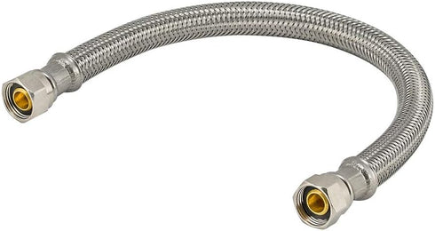 Eastman 12 Inch Flexible Faucet Connector Supply Line, Stainless Steel Braided Hose, 3/8 Inch Compression Inlet x