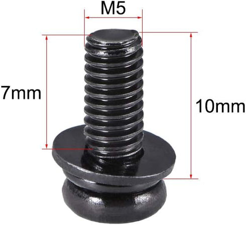 uxcell M5 x 10mm Carbon Steel Phillips Pan Head Machine Screws Bolts with Spring Washer & Plain Washers, 20pcs