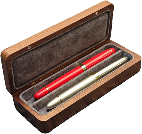 SOLYUJ 2Slots Fountain Pen Collector Organizer - Handmade Pen Case Walnut Wood Pen