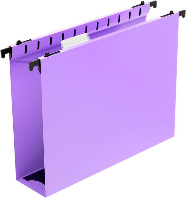 Extra Capacity Plastic Hanging File Folders, 12 Pack, Heavy Duty 2 Inch Expansion, Letter Size, Purple