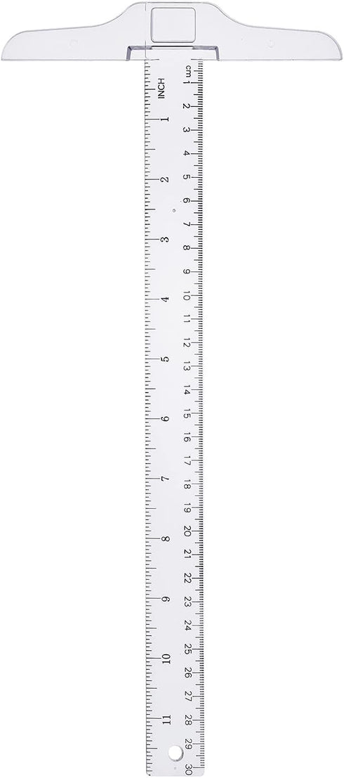 Junior T-Square Plastic Transparent T-Ruler 30cm/12 Inch for Drafting & Art Framing, 1pc