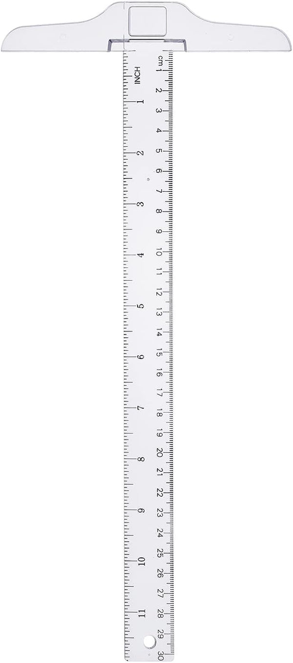 Junior T-Square Plastic Transparent T-Ruler 30cm/12 Inch for Drafting & Art Framing, 1pc