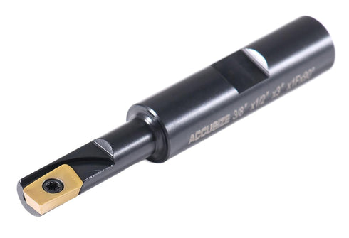 Accusize Industrial Tools 3/8'' 90 Deg Square Shoulder End Mill, 3'' Overall Length, Apkt11t3 Inserts, 1 Flute