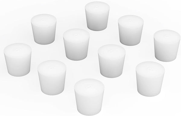 Silicone Rubber Stopper, Tapered White Silicone Stoppers (10-Pack, Size 6#) for Laboratory Sealing