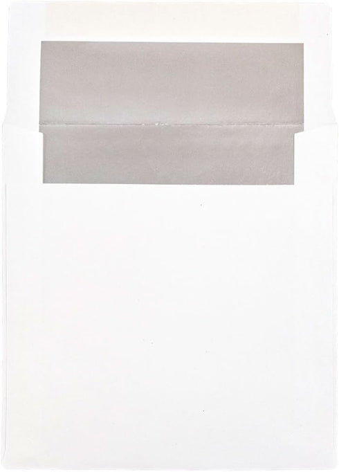 JAM PAPER 6 x 6 Square Foil Lined Invitation Envelopes, White with Silver Foil, 50/Pack