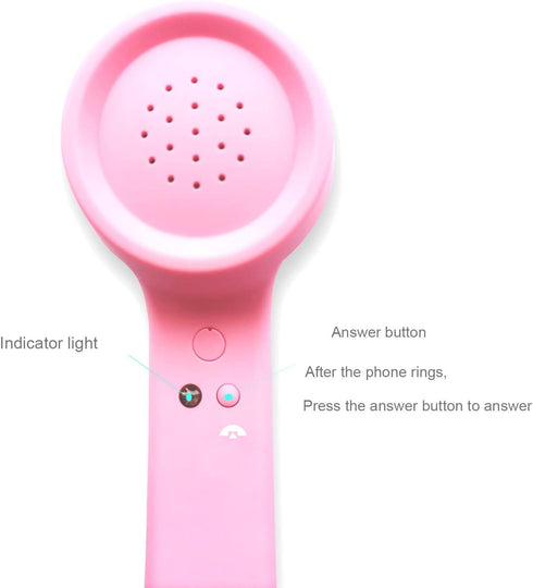 Wireless Retro Telephone Handset and Radiation-Proof Headset Receivers for Mobile Phone, Comfortable Call, Pink