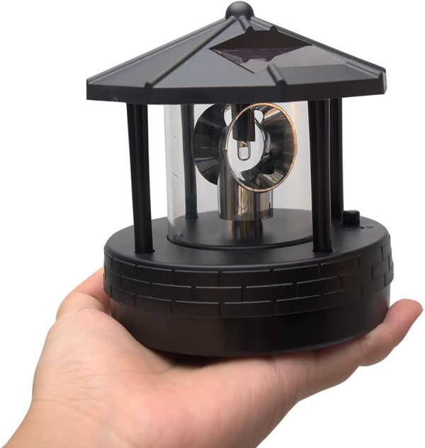 Tookie 1PC Solar Lighthouse, Rotating Outdoor Waterproof LED Solar Light Beacons Tower Decorative,