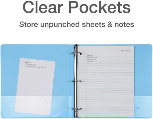 Oxford Cardinal 3 Ring Binders, 1.5 Inch Round Rings, Holds 350 Sheets, ClearVue Presentation View, 4 Pack