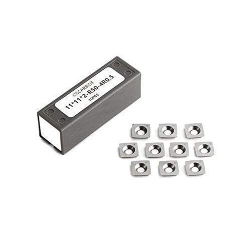 OSCARBIDE 11mm Square Carbide Inserts, 10 Pieces, 11x11x2.0mm R50-4R0.5, Corner Radius for Wood Turning Tools