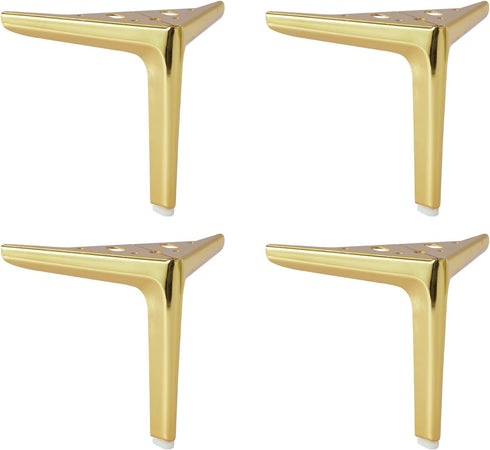 generic 4PCS 4-inch Golden Furniture Legs Modern Metal Cabinet Feet with Polished Finish for TV Stands, Sofas