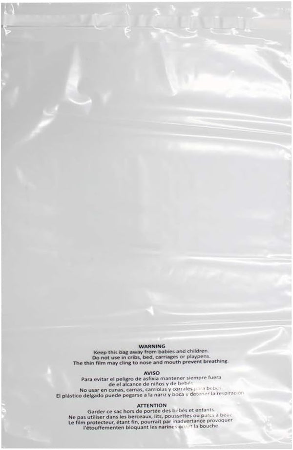 Belinlen 100 Count 18x24 Inch Self Seal Clear Poly Bags for Packaging, Shipping & FBA with Permanent Adhesive