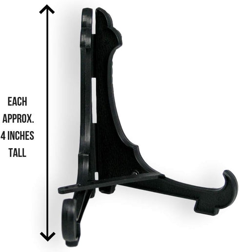 Black Plastic Easels with Locking Bar - Pack of 15 Pieces, 4"H for Displaying Items