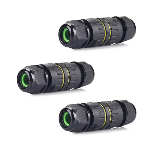 Outdoor Waterproof Connector, IP68 M16 2Way 3Core Electrical Cable Connector for 3.5-7mm Wire Range (3PCS)