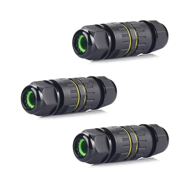 Outdoor Waterproof Connector, IP68 M16 2Way 3Core Electrical Cable Connector for 3.5-7mm Wire Range (3PCS)