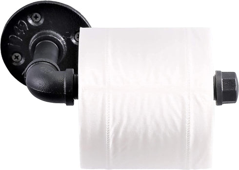 Industrial Style Toilet Paper Holder, Vintage Metal Iron Pipe Wall Mounted Towel Rack for Bathroom Kitchen (Rust Free,