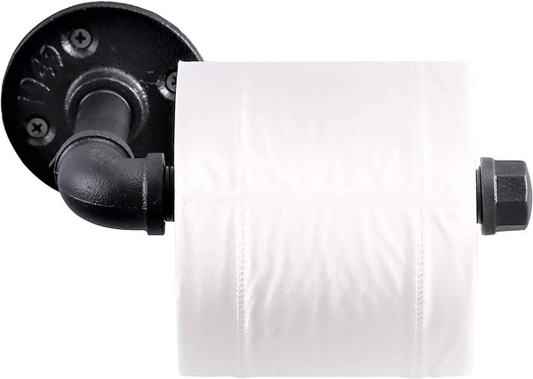 Industrial Style Toilet Paper Holder, Vintage Metal Iron Pipe Wall Mounted Towel Rack for Bathroom Kitchen (Rust Free,