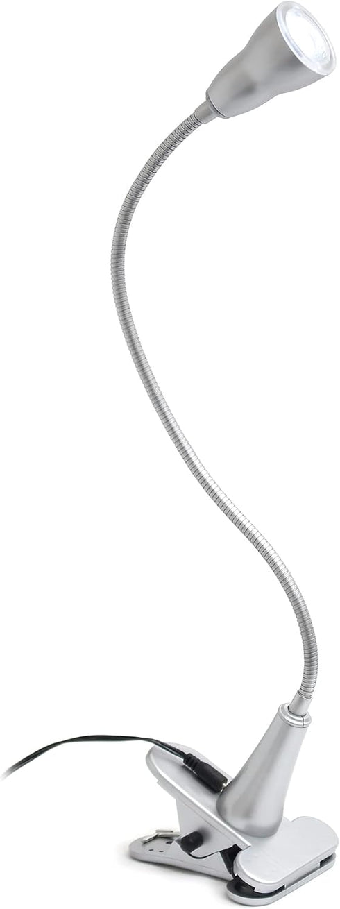 LD2015-SLV 1W Simple Designs LED Gooseneck Clip Light Desk Lamp