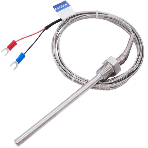 Twidec/2M NPT 1/4"inch (6X100MM) Pipe Thread Temperature Sensor Probe Two Wire Temperature Controller