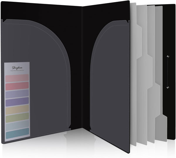 SKYDUE Document Organizer Folio, 5 Pocket Expanding File Folder, Portable Paper Organizer for School Office Supplies