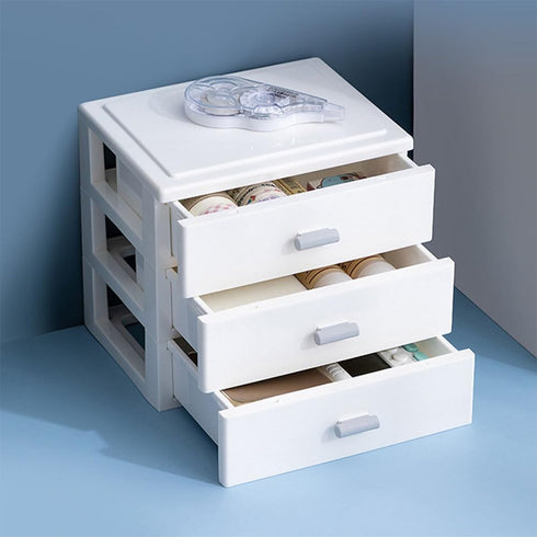 Desktop Drawers Organizer, Desk Storage Box with 3 Drawers for Small Items, Office and Home Cosmetic Organization