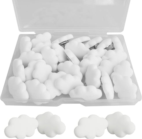 yyangz Cloud Pushpin 30PCS White Decorative Cloud Push Pins for Wall Hanging, Memo DIY Craft Gift Bags, Home Decor