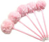 Needle Gel Ink Pens 5 PCS, Purple Pom Pom Fluffy Pompoms Plastic Rollerball Cartoon Ball Point Pens for Kids