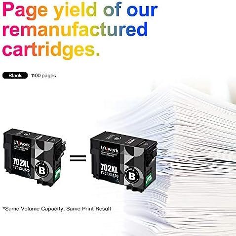 Uniwork Remanufactured 702XL Ink Cartridge, Replacement for Epson 702XL, High Yield, 2 Black for Workforce Pro Printers