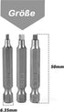 Mesee 9Pcs Square Head Screwdriver Bits, 1/4 Inch Hex Shank, S2 Steel Magnetic Set, 50mm Length