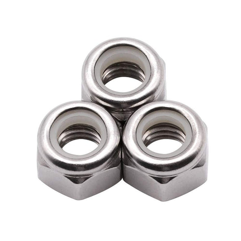 #10-24 inch Nylon Insert Hex Lock Nuts (50 Pack), 304 Stainless Steel (18-8), Corrosion-Resistant Hex Lock Nuts with