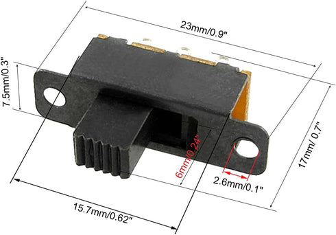 uxcell 10 Pcs High Knob 6 Pin 3 Position DPDT Panel Slide Switch, 0.5A 50V DC