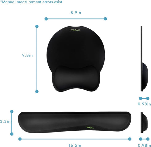 Set (2 Pack) VAGAU Premium Keyboard Wrist Rest and Mouse Pad Wrist Support, Ergonomic Memory Foam for Office, Laptop