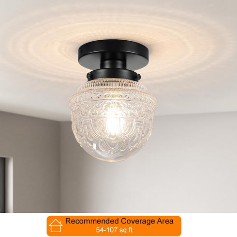 Closet DSMJFU Black Semi Flush Mount Ceiling Light, Small Hallway Light Fixture, Vintage Close to Ceiling Light Fixture