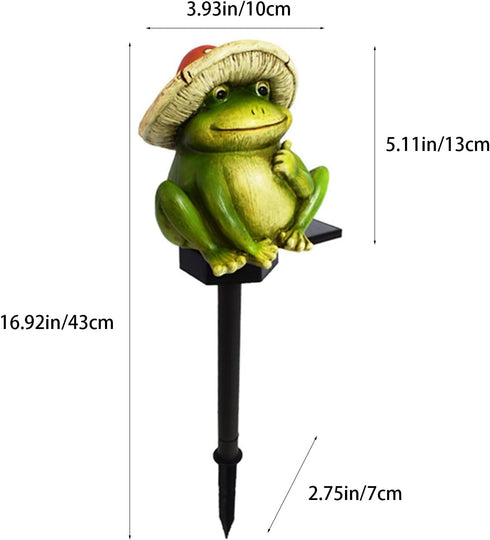 Solar Outdoor Lights Mushroom Frog Garden Lights Funny Decorative Lights for Yard, Pathways, Landscape Lighting Solar