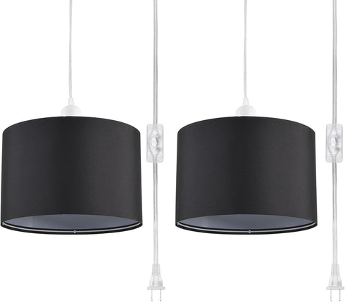 2 Pack Plug in Pendant Light, Hanging Light with 15Ft Clear Cord,