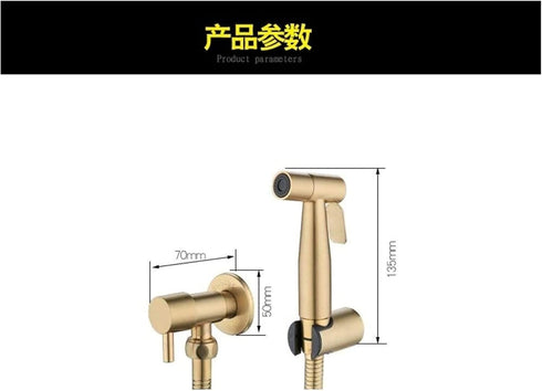 YHWKZCTTT ToiletSprayer Brushed Gold Angle Valve Faucet Sprayer Full Pressure and Leakproof HandheldToilet Kit,Hand