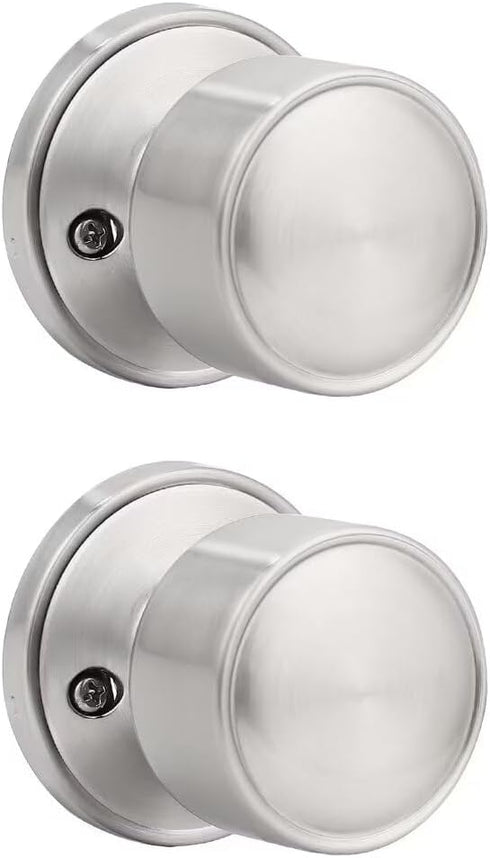 One Sided Dummy Door Knobs, 2 Pack Modern Interior Handle for Bifold Doors, Satin Nickel Keyless Door Knob