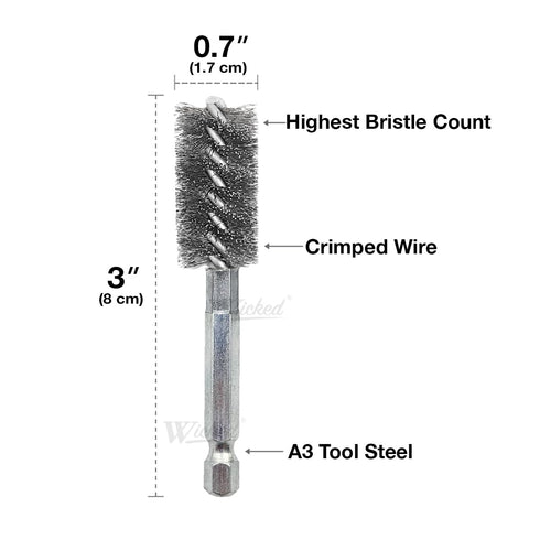 WICKED Professional ID Copper Tube Pipe Cleaner Replacement Brushes 1/2" (6-Pack)