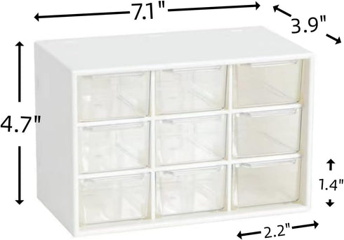 Feadily 4PCS Small Drawer Organizer for Desk, Desktop Storage Drawers with 9 Clear Drawers, White