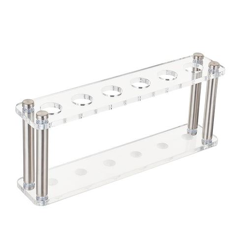 OLYCRAFT Clear Acrylic Test Tube Rack, 6 Sockets Display Stand for Chemistry Laboratory, 9.5x2x3.6 Inch