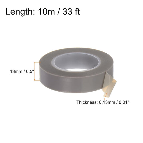 PTFE Film Tape Roll, 0.5" x 33 ft High Temperature Tape 0.13mm Thickness with Single Side Adhesive for Vacuum Sealer Machine, Hand Impulse Sealers, Gray