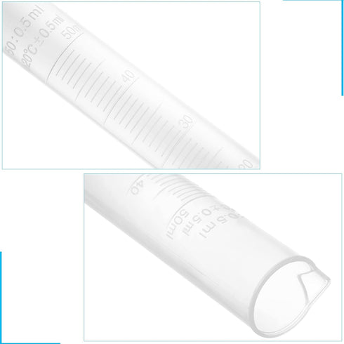 20 Pack 50 ml Graduated Cylinder Set, Clear Plastic Graduated Cylinder for Hydrometer Test Tubes