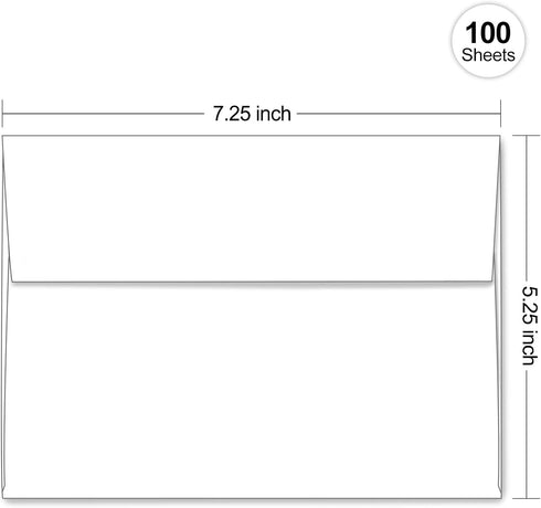 A7 White Envelopes 100 Pack, Goefun 5X7 Envelopes Printable Self Seal Envelopes for 5x7 Cards, Invitations, Weddings, Graduation, Photos, Baby Shower| 5.25 x 7.25 inches,120GSM by Goefun