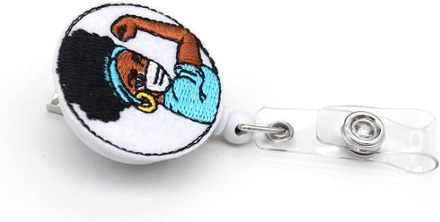 Black Nurse Power Badge Holder | Black Girl Magic Retractable Name Card Clip for Girl Power