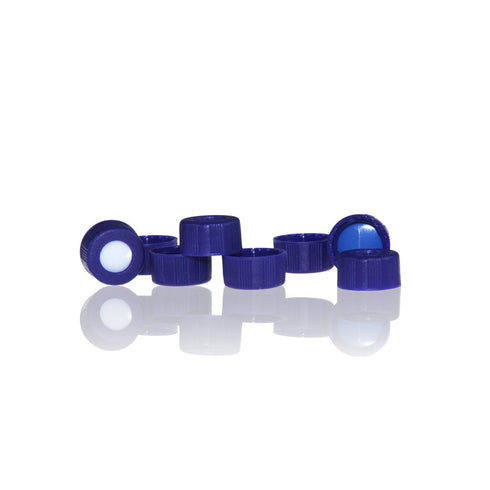 HPLC Pre-slit Screw Thread Vial with Blue Caps, 9mm, Blue PTFE/White Silicone Septa, 100 pcs/pk