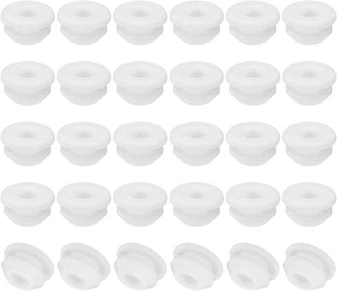 PATIKIL 30 Pcs Silicone Round Snap, 6.5mm Diameter Locking Furniture Hole Plug Cap for 2.5-6.5mm Hole, White