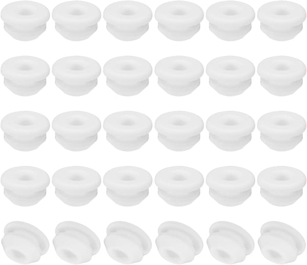 PATIKIL 30 Pcs Silicone Round Snap, 6.5mm Diameter Locking Furniture Hole Plug Cap for 2.5-6.5mm Hole, White