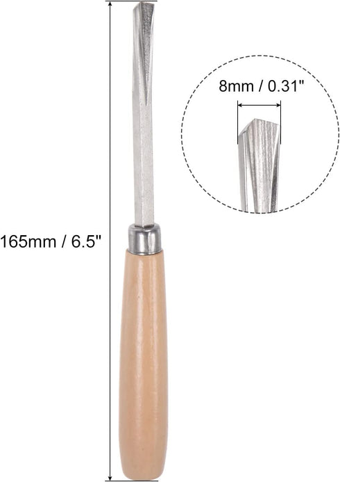 uxcell Wood Chisels Carving Knife, 10mm Chrome Plated 45# Carbon Steel Triangle Tip Woodworking Hand Tool Graver 165mm (6.5-Inch) Length