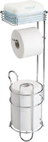 3 mDesign Steel Toilet Paper Holder with Storage Shelf - Concerto Collection - Chrome - Holds Rolls